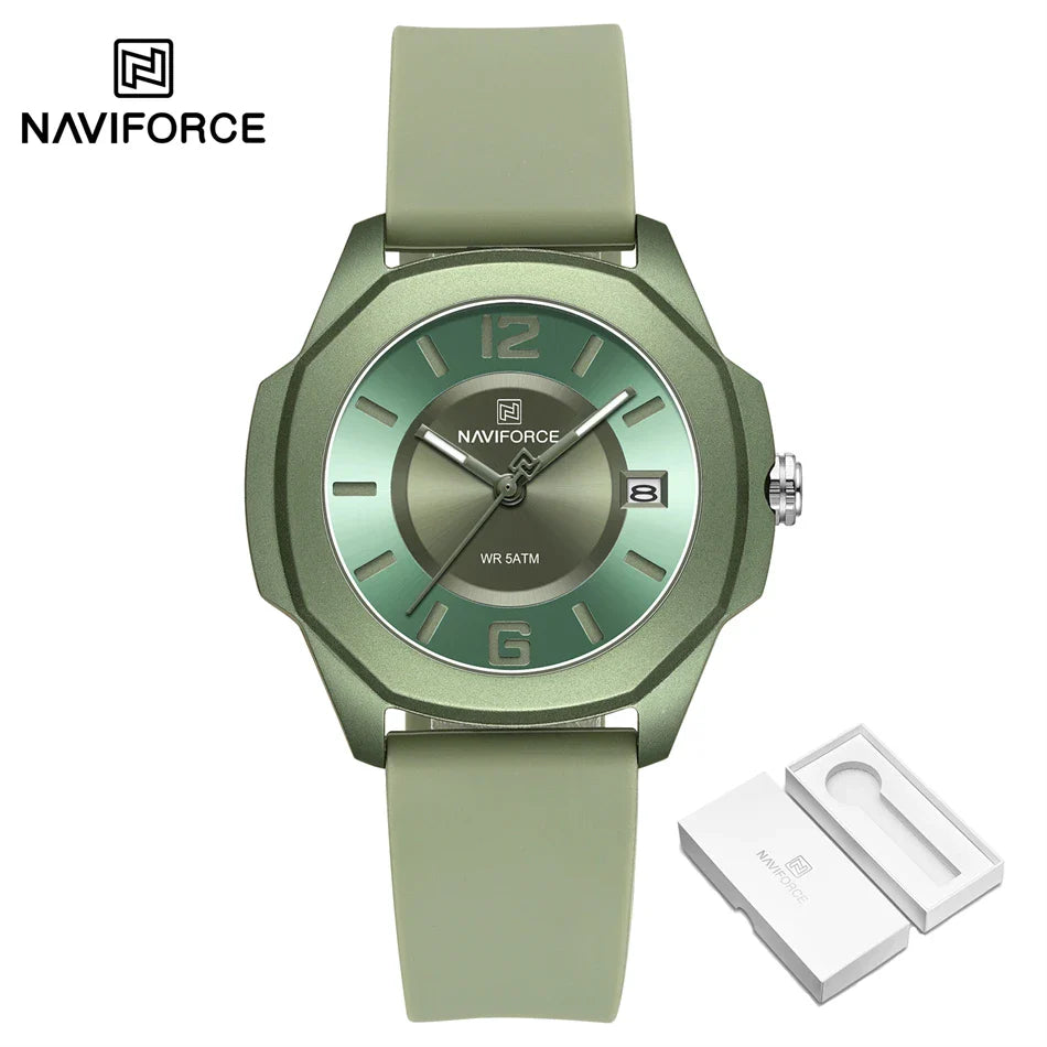 NAVIFORCE Women's Quartz Watches Silicone Strap Wrist Watch Waterproof