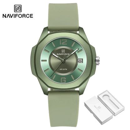 NAVIFORCE Women's Quartz Watches Silicone Strap Wrist Watch Waterproof