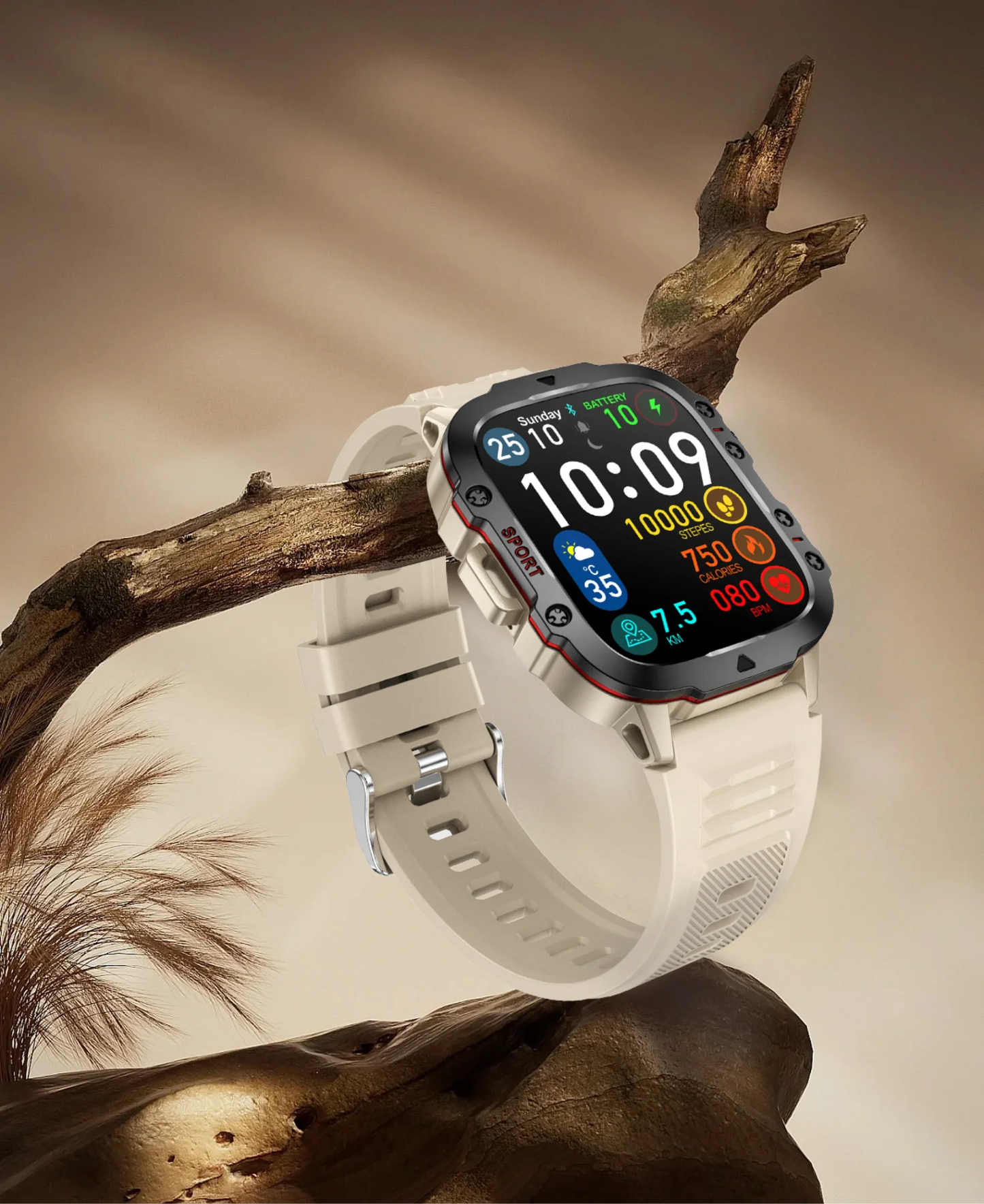Rugged Outdoor Military Smartwatch for Men with GPS & Health Tracker