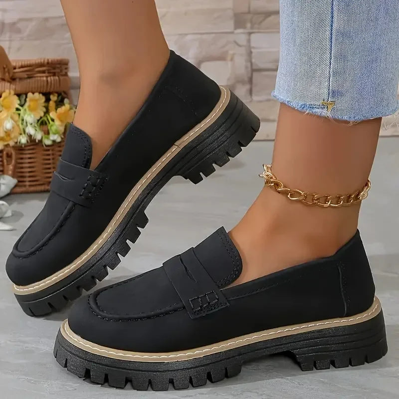 Round Toe Platform Loafers