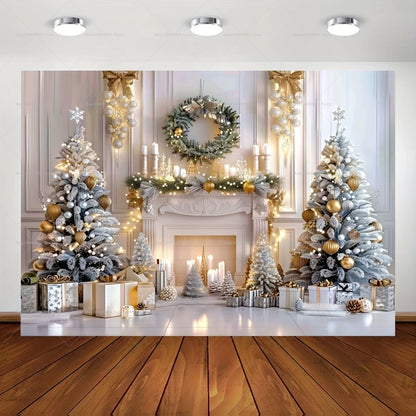 Winter Wonderland Christmas Photography Backdrop - Vibrant Country Window Scene with Snowman, Tree & Gifts - Perfect for Holiday Parties, Home Decor & Studio Props