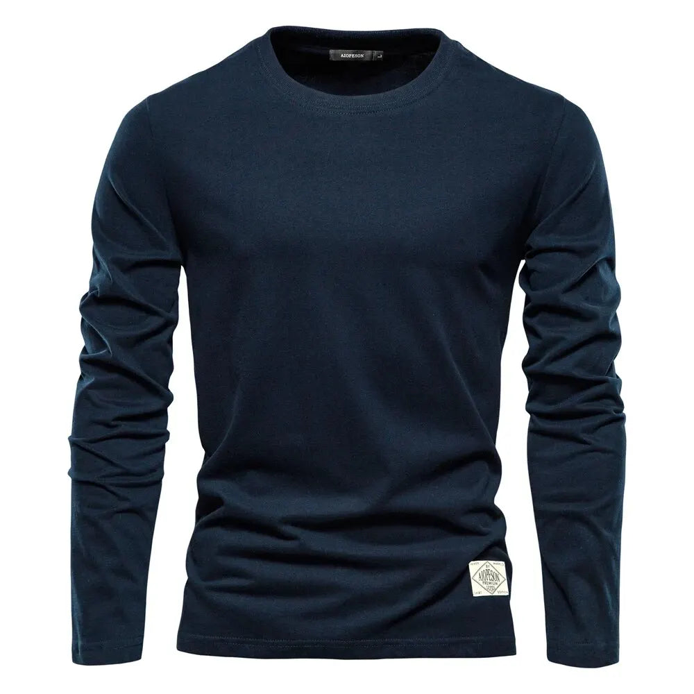 Men's Full Size Quarter Button Round Neck Long Sleeve T-Shirt Plus Size