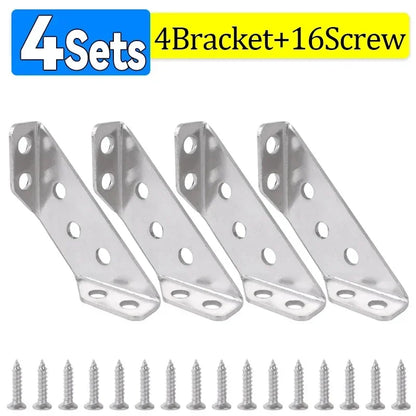 10/1set Corner Brackets Stainless Steel Furniture Angle Shelf Connector Cabinet Support Fixing Frame Corner Brace with Screw