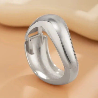 Punk Gold & Silver Geometric Wide Cuff Bangles for Women & Men