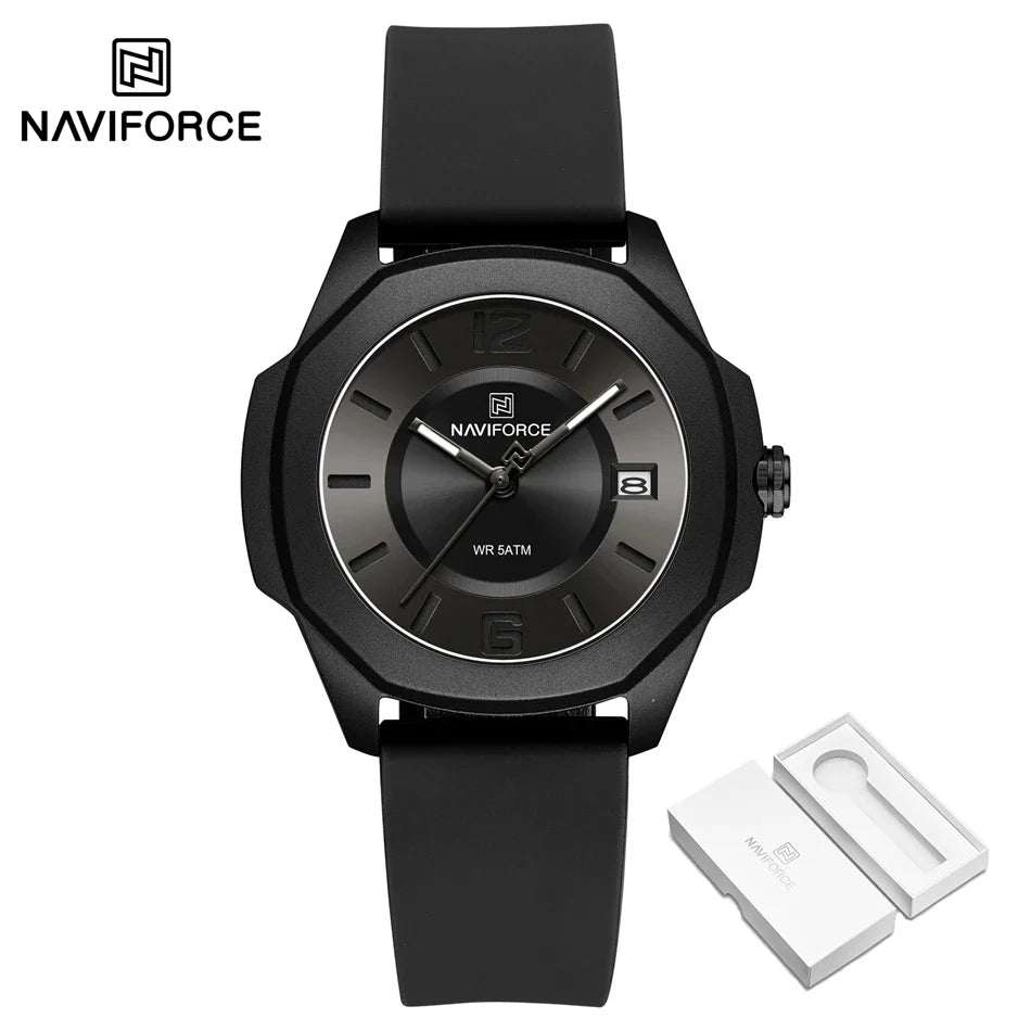 NAVIFORCE Women's Quartz Watches Silicone Strap Wrist Watch Waterproof