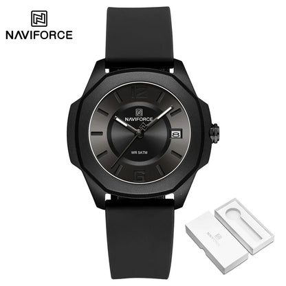 NAVIFORCE Women's Quartz Watches Silicone Strap Wrist Watch Waterproof