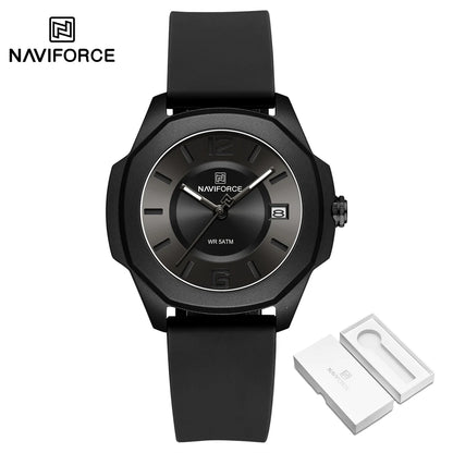 NAVIFORCE Women's Quartz Watches Silicone Strap Wrist Watch Waterproof