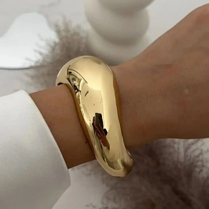 Punk Gold & Silver Geometric Wide Cuff Bangles for Women & Men