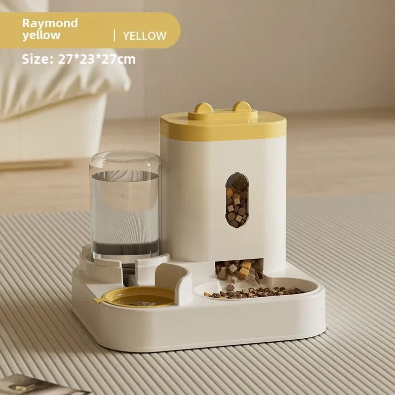 Universal Pet Feeder Station - Automatic Cat Feeder and Water Dispenser for Cats and Dogs - Easy-to-Clean Plastic Material, No Battery Required, Uncharged, Space-Saving Design