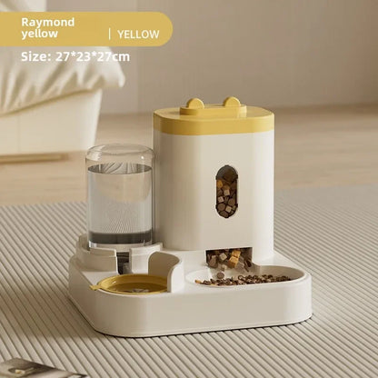 Universal Pet Feeder Station - Automatic Cat Feeder and Water Dispenser for Cats and Dogs - Easy-to-Clean Plastic Material, No Battery Required, Uncharged, Space-Saving Design