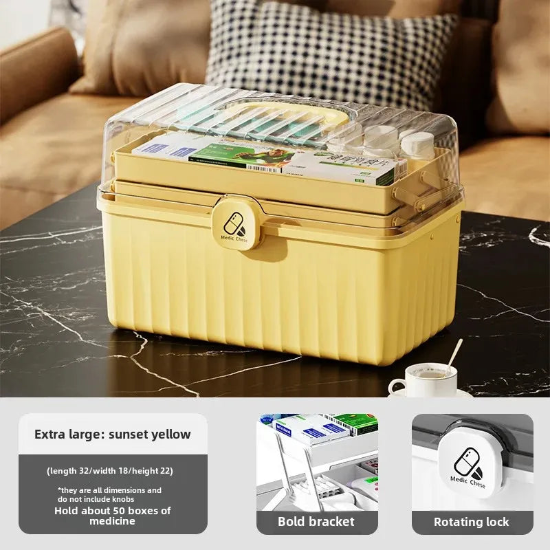 Large Capacity Portable Medical Box Home Use Outdoor Emergency Kit Family Health Care Box Medicine Storage Box