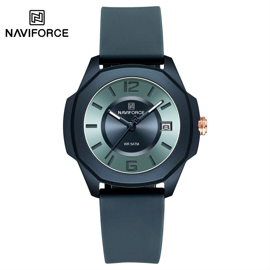 NAVIFORCE Women's Quartz Watches Silicone Strap Wrist Watch Waterproof