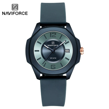 NAVIFORCE Women's Quartz Watches Silicone Strap Wrist Watch Waterproof