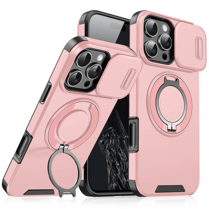 Luxury Camera Protector Push Window Shockproof Armor Strong Protection Car Mount Stand Phone Case For Iphone 16 Pro Max