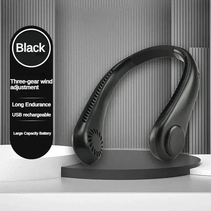 New Mini Neck Fan – Portable Bladeless Hanging Neck Fan | 3-Speed Rechargeable Air Cooler for Summer Sports