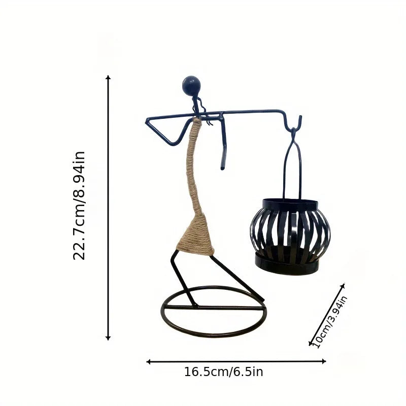 Nordic Metal Candlestick Abstract Character Sculpture Candle Holder Decors Handmade