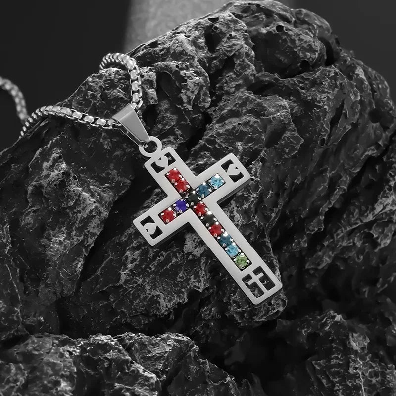 Men's Titanium Steel Stylish Trinity Cross Necklace
