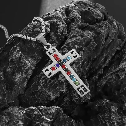 Men's Titanium Steel Stylish Trinity Cross Necklace