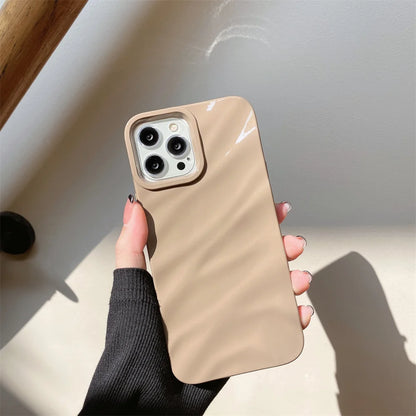 Luxury Plating 3D Wave Pattern Glossy Case For iPhone 16 15 14 13 12 11 Pro Max X XS Max XR 7 8 Plus Fashion Bright Bumper Cover