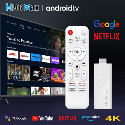 H96 MAX H313 Mini TV Stick Android 14 Smart TV Box Android14 2GB 16GB 8GB Wifi6 BT 4K HD Google Voice Media Player