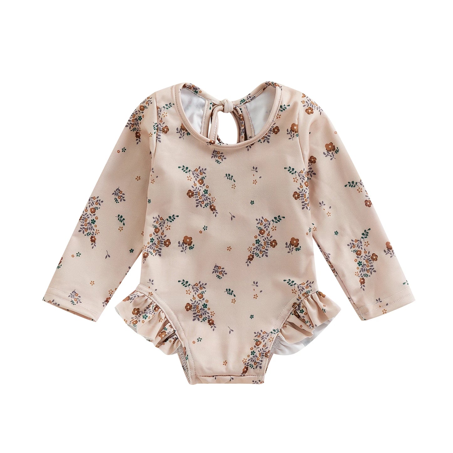 Baby Girl Floral Print Backless Bathing Suit