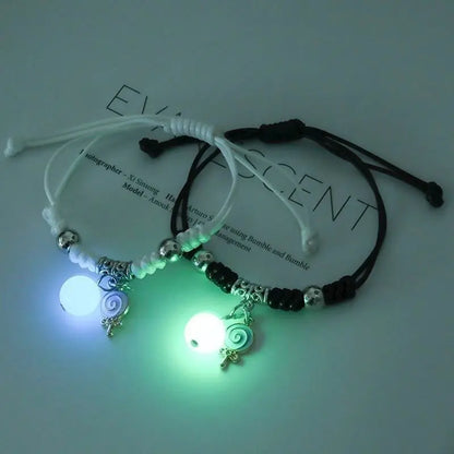 Luminous Beads Star Couple Bracelets For Women Men Charm Cat Flower Heart Key Lock Cross Matching Bracelets