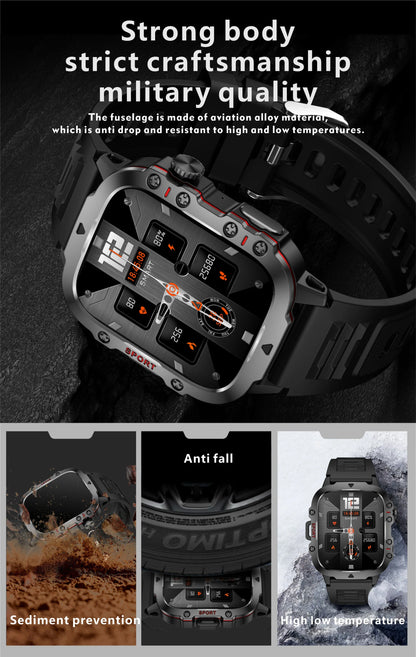 Rugged Outdoor Military Smartwatch for Men with GPS & Health Tracker