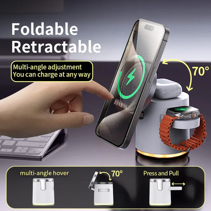 2025 3-in-1 Foldable Wireless Charger for iPhone, Watch & AirPods