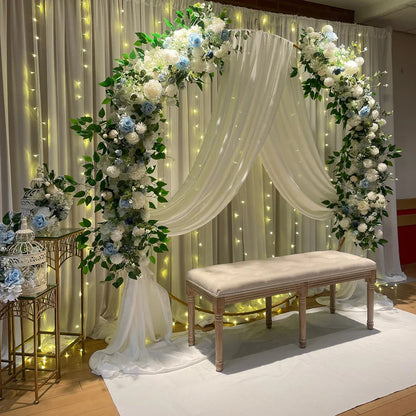 100cm Luxury White Rose Artificial Flower Row Wedding Table Centerpiece Flowers Backdrop Wall Arches Decor Party Stage Floral