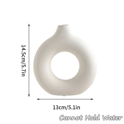 Plastic Circle Vase Donut Shape Living Room Decoration Dry Flower Vase Nordic Style Home Decor Furnishings Vase Room Decor