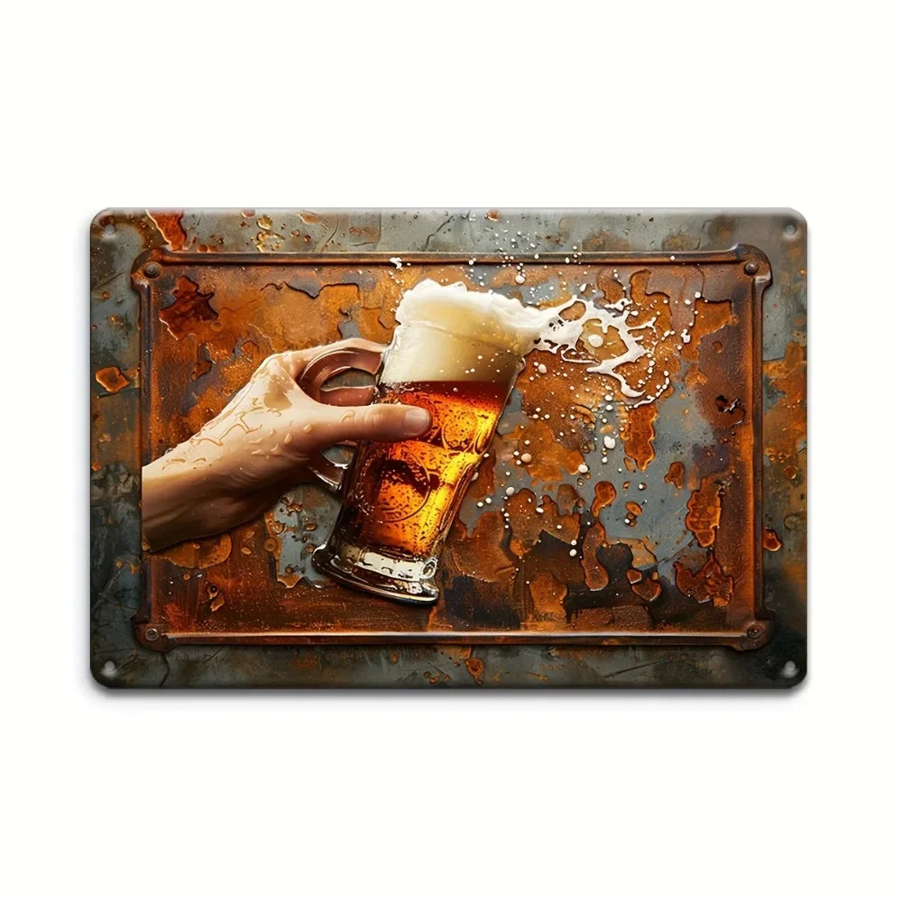 Vintage Metal Tin Poster BBQ Beer Bar Retro Metal Tin Signs Posters Plate Wall Decor for Bar Restaurant Cafe Clubs Retro Plaque