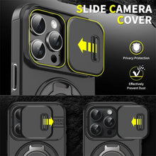 Luxury Camera Protector Push Window Shockproof Armor Strong Protection Car Mount Stand Phone Case For Iphone 16 Pro Max