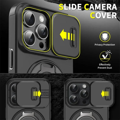 Luxury Camera Protector Push Window Shockproof Armor Strong Protection Car Mount Stand Phone Case For Iphone 16 Pro Max