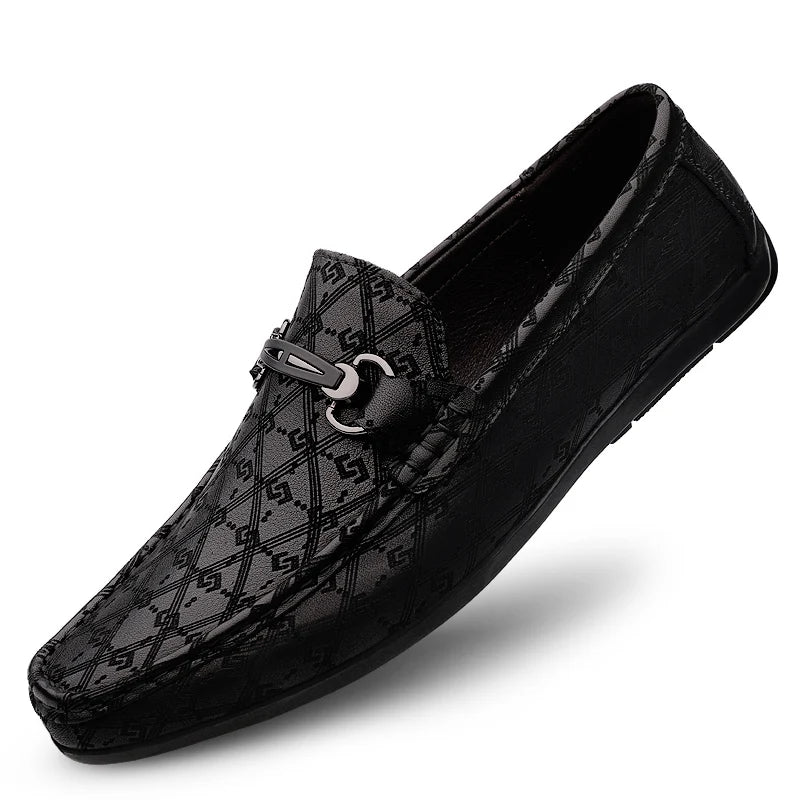 Men Leather Black Business Casual Loafers
