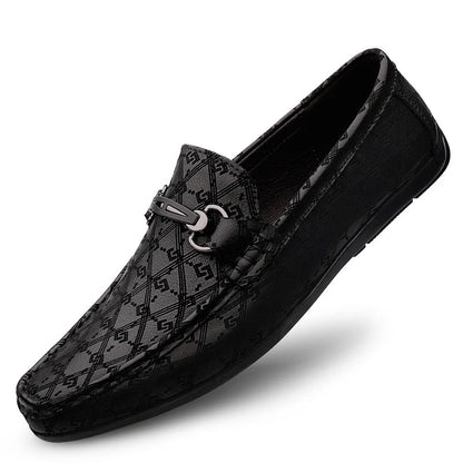 Men Leather Black Business Casual Loafers