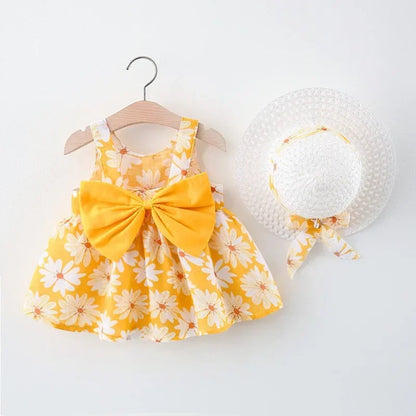 Daniela Daisy Print Back Big Bow Decor Beach Dress