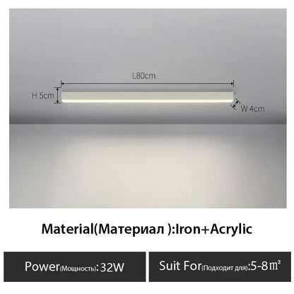 Contemporary Long Strip LED Ceiling Light Fixture for Balcony, Aisle, Bedroom, and Living Room Decor