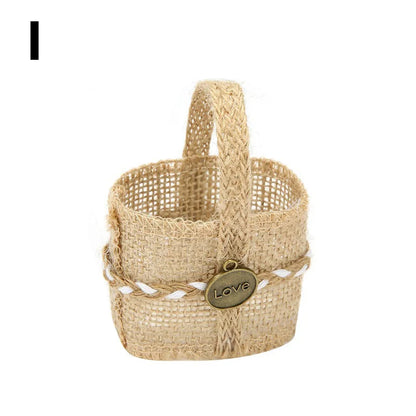 Wedding Lace Burlap Flower Basket Linen Candy Storage Bag Wedding Party Baby Shower Favour Gift Bag