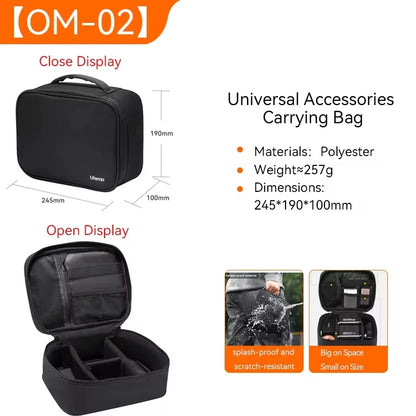 Ulanzi OM-02 Portable Carrying Case Camera Accessories Storage Bag Waterproof Handbag with 3 Detachable Partitions for Lens Led