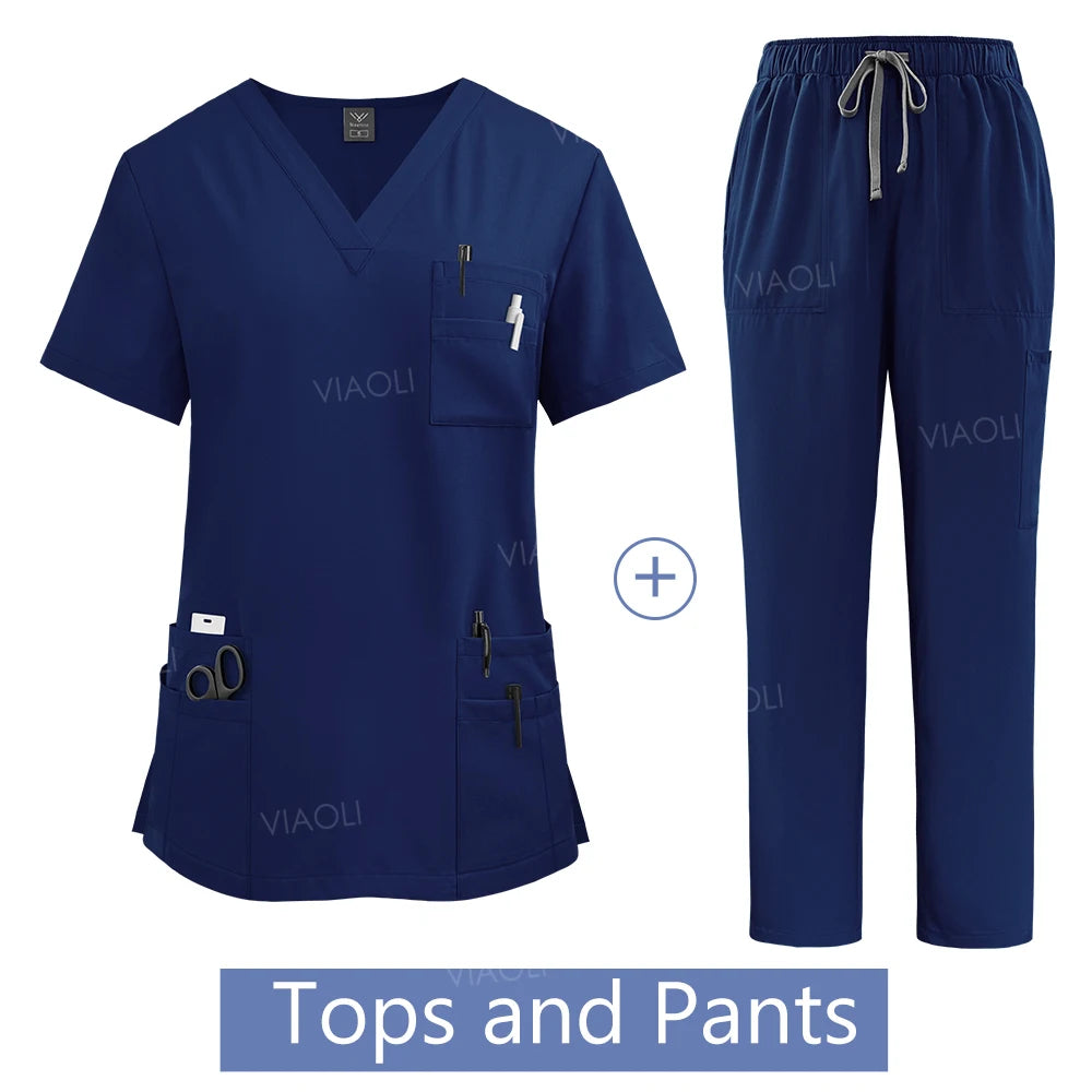 Medical Uniform Scrub Hospital Working Scrubs Set Wholesale Nursing Scrub Uniforms Women Healthcare Pharmacy Clinic Work Clothes