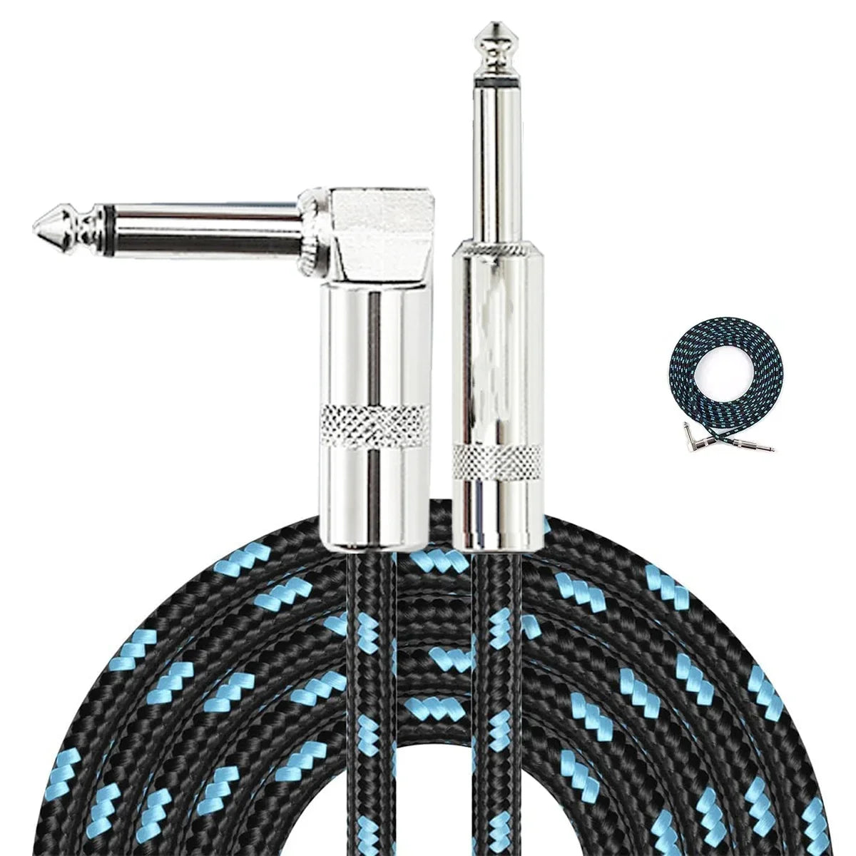 Electric Guitar Cable Braided 1/4 ft Jack 90 Degree TS 6.5mm Audio Mono Cable Bass Electric Box Audio Cable Noise Reduction Cabl