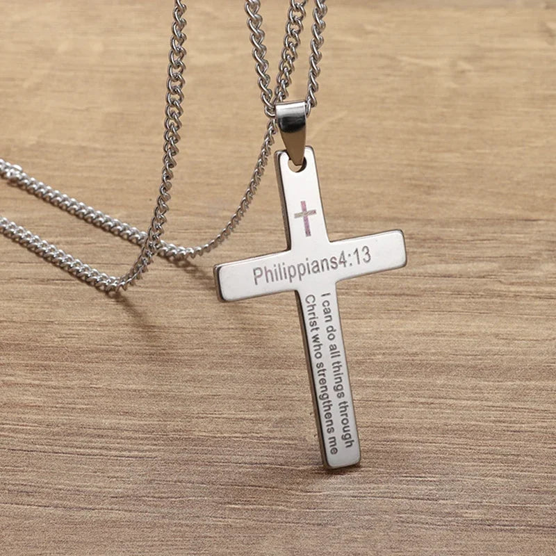 Men's Titanium Steel Stylish Trinity Cross Necklace