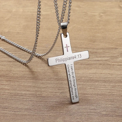 Men's Titanium Steel Stylish Trinity Cross Necklace