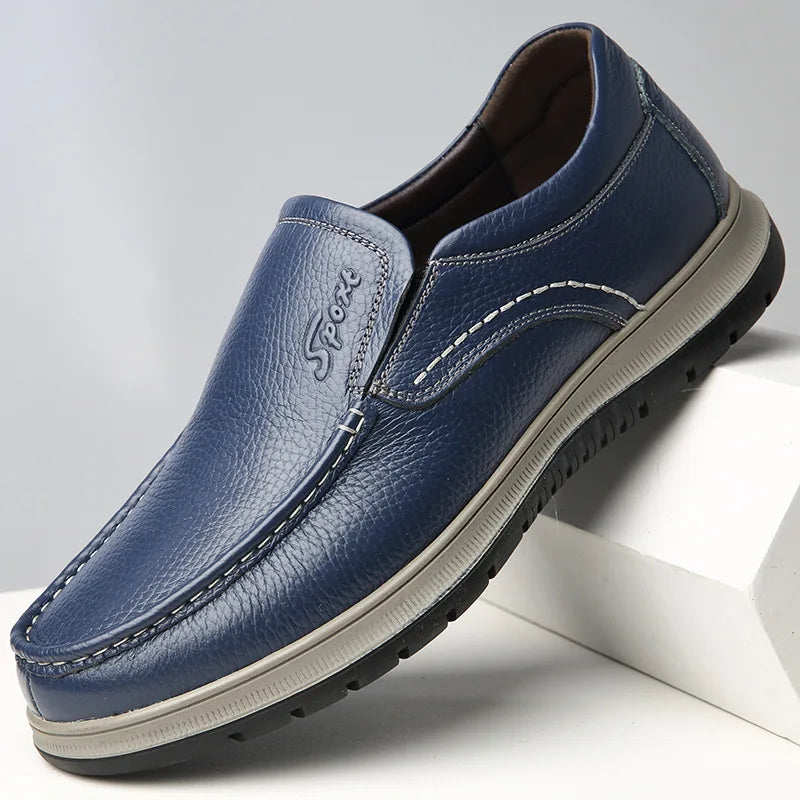 Men's Non-Slip Plush-Lined Leather Sneakers