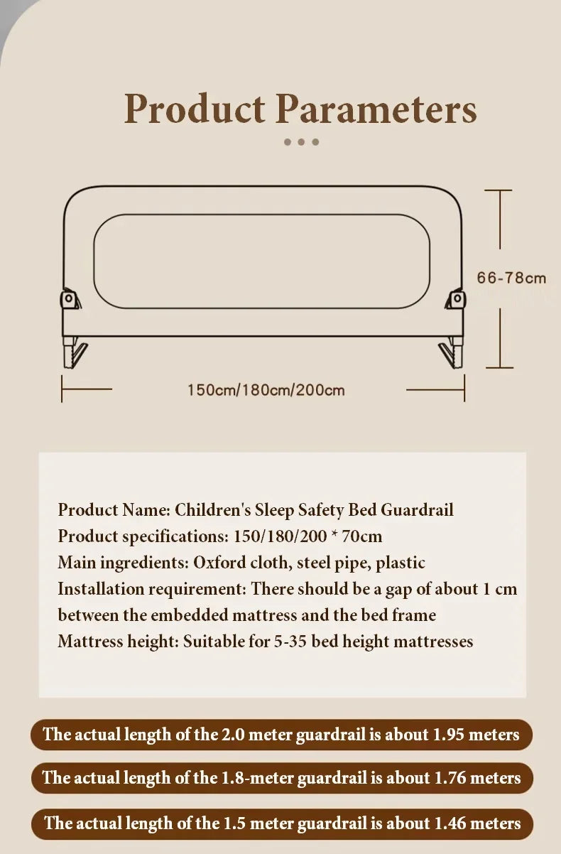 Bed Guardrail Adjustable Baby Safety Bed Barrier Anti-Fall Baby Crib Bumper Handrail Bed Safety Rails Kids Fall Out Protection