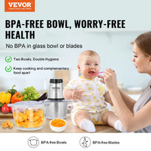 VEVOR Food Processor Electric Meat Grinder with 4Wing Stainless Steel Blades 8+5