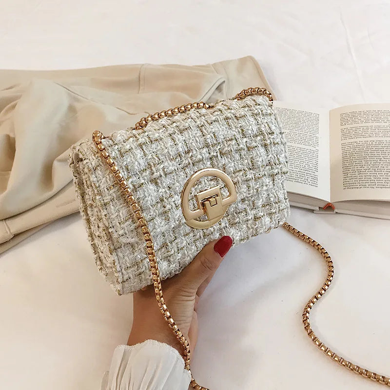 JBTP New Woven Tweed Bag Women's  Luxury Designer Handbag High Quality Brand Purse for Ladies