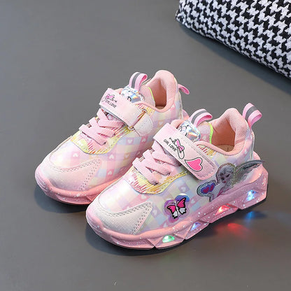 Pink Elsa Princess LED Lighting Sneakers for Baby Girls