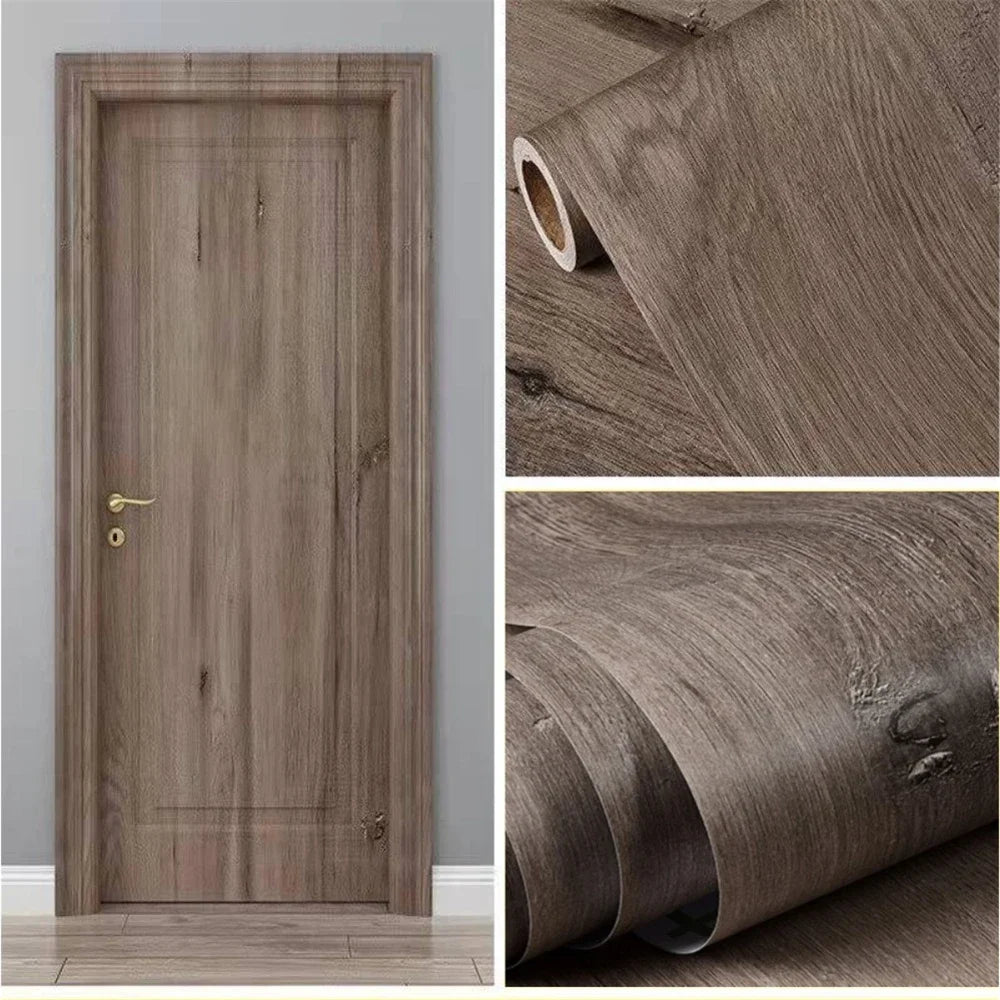 90 Width Wood Grain Door Stickers for Wardrobe Cupboard Table Closet Furniture Waterproof PVC Self Adhesive Wallpaper Home Decor