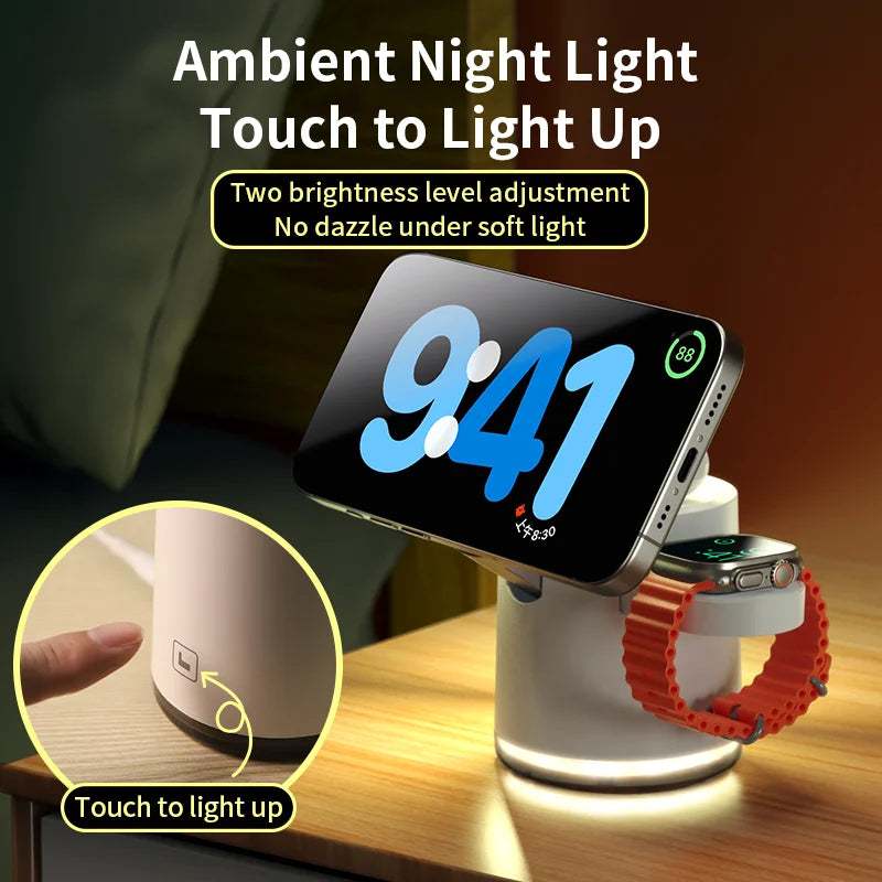 2025 3-in-1 Foldable Wireless Charger for iPhone, Watch & AirPods